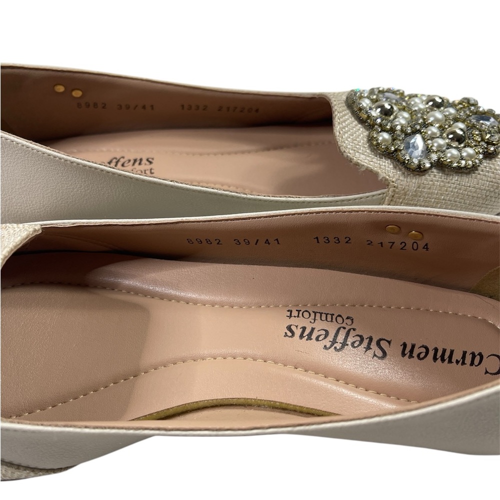 Carmen Steffens Women's Beaded Beige Flats 9M Wedding Easter Comfortable - Picture 8 of 10